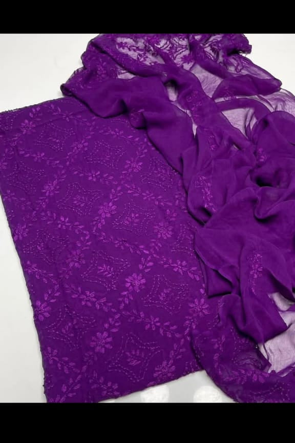 Handmade pakka Boor Tanka On soft shifoon full shirt jall with  dupatta 2pc suit.