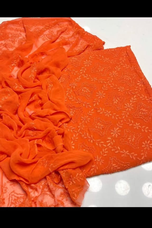Handmade pakka Boor Tanka On soft shifoon full shirt jall with  dupatta 2pc suit.
