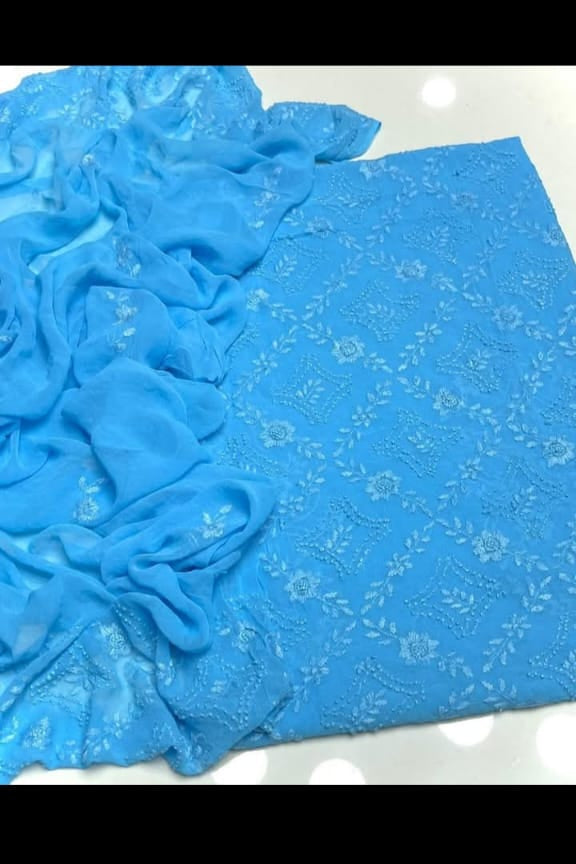 Handmade pakka Boor Tanka On soft shifoon full shirt jall with  dupatta 2pc suit.
