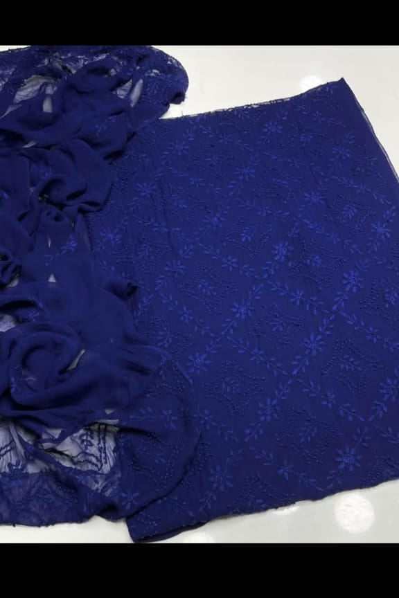 Handmade pakka Boor Tanka On soft shifoon full shirt jall with  dupatta 2pc suit.