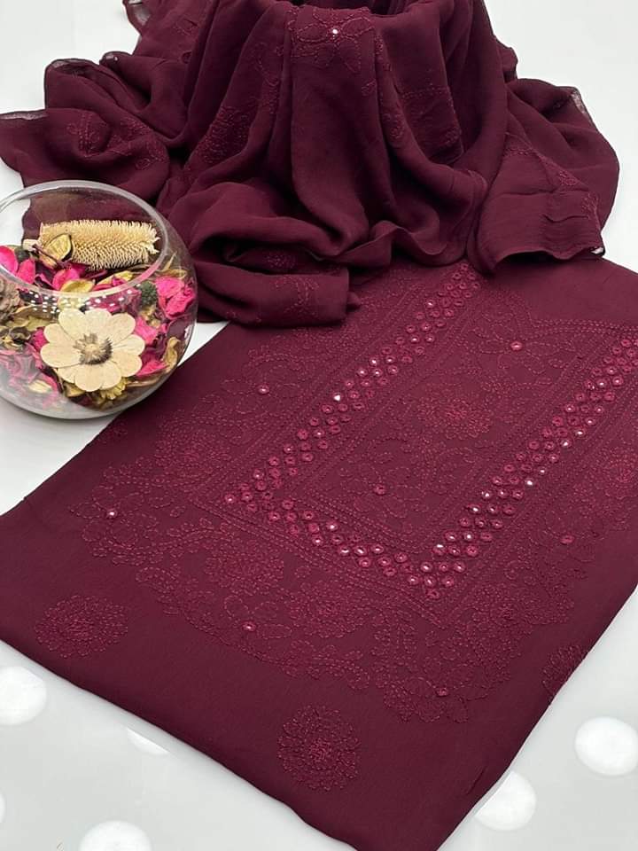 Stuff shafoon  Handmade  Shadow Sheesha gala  Full jall with dupatta bail 2 piece suits