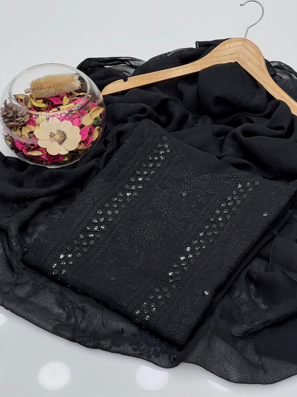Stuff shafoon  Handmade  Shadow Sheesha gala  Full jall with dupatta bail 2 piece suits