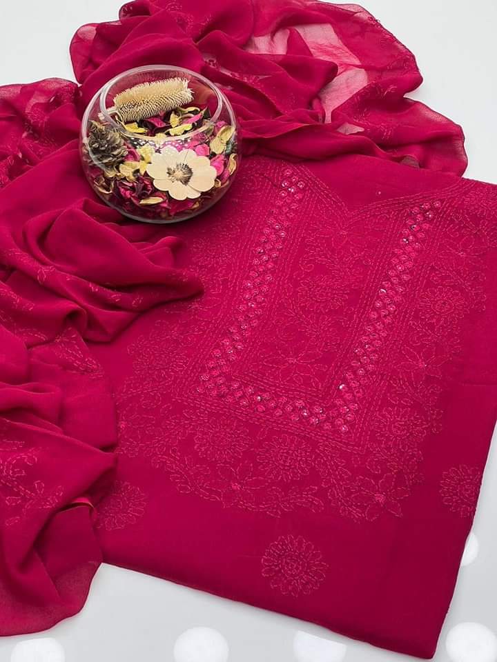 Stuff shafoon  Handmade  Shadow Sheesha gala  Full jall with dupatta bail 2 piece suits