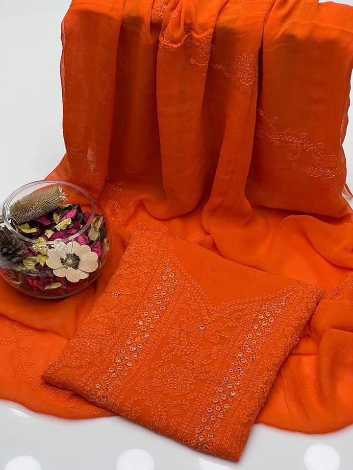 Stuff shafoon  Handmade  Shadow Sheesha gala  Full jall with dupatta bail 2 piece suits