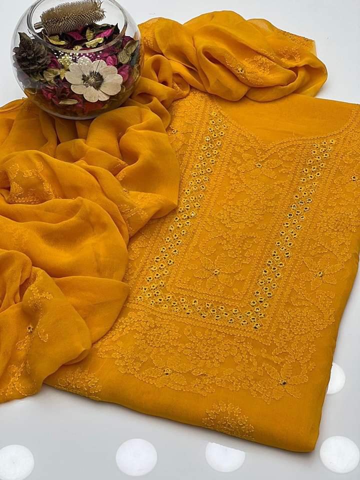Stuff shafoon  Handmade  Shadow Sheesha gala  Full jall with dupatta bail 2 piece suits