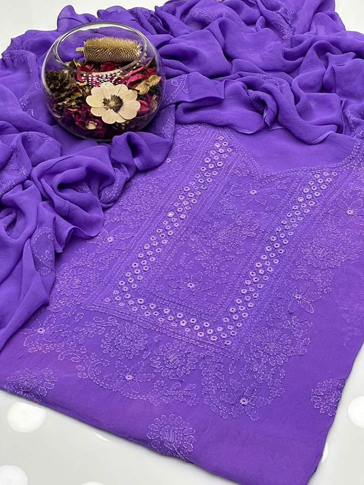 Stuff shafoon  Handmade  Shadow Sheesha gala  Full jall with dupatta bail 2 piece suits