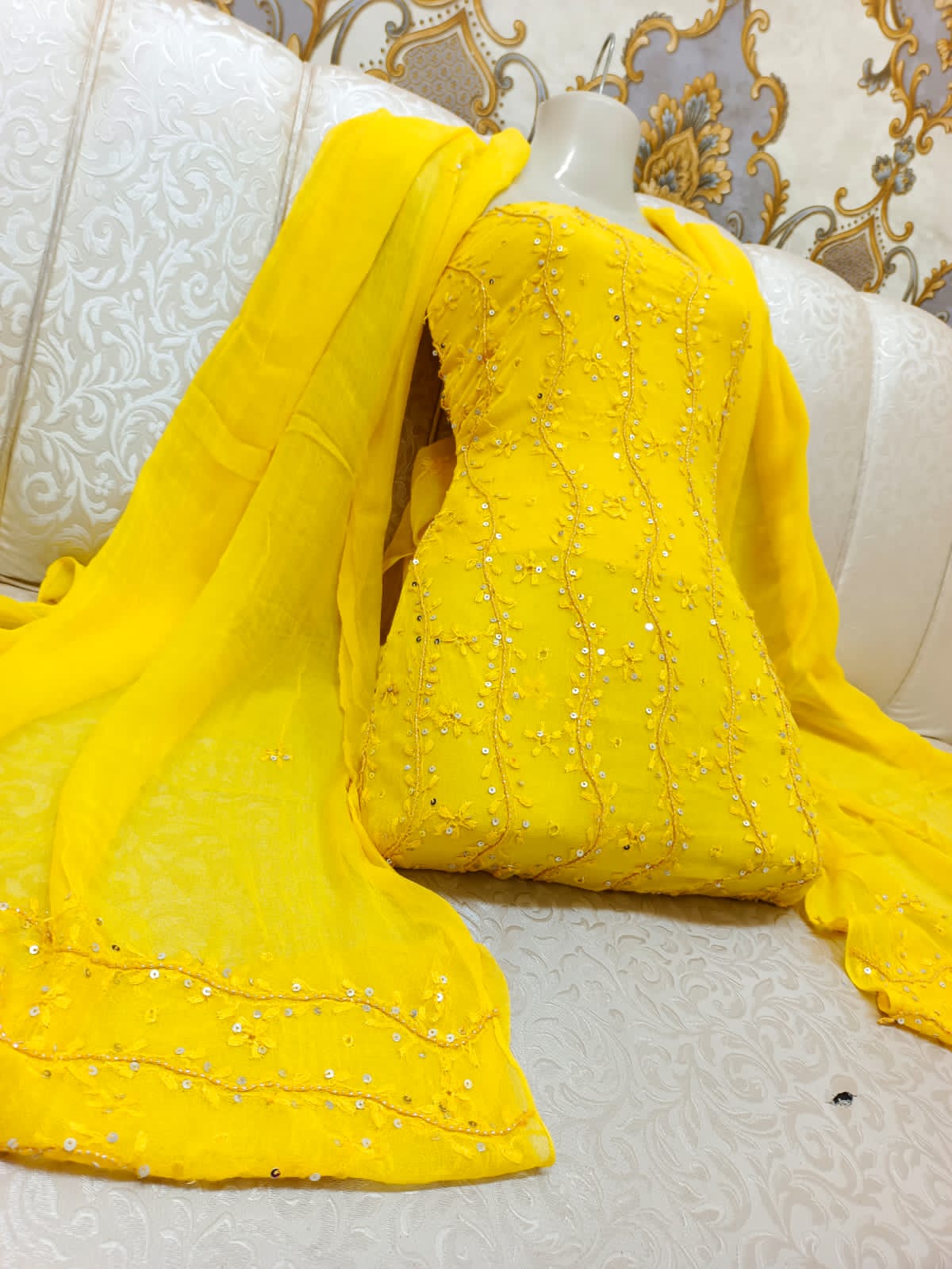 Stuff shafoon  Handmade  Ahmad Puri dorri sitara   2 border dupatta boti 2 piece suits