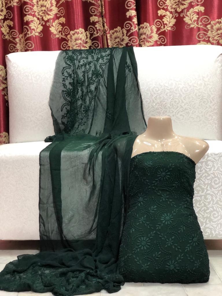 Handmade pakka Boor Tanka On soft shifoon full shirt jall with  dupatta 2pc suit..