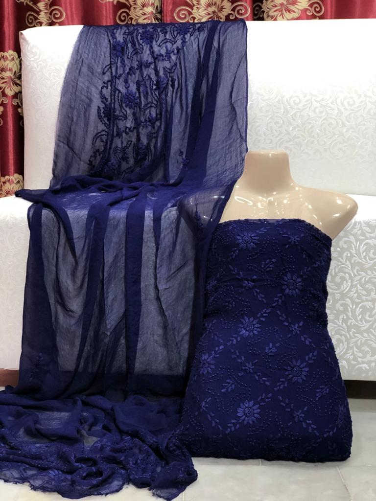 Handmade pakka Boor Tanka On soft shifoon full shirt jall with  dupatta 2pc suit..