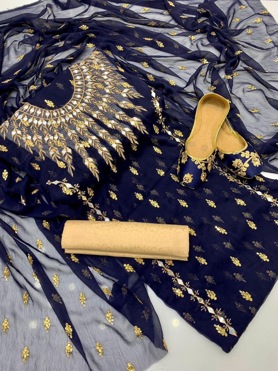 Shafon boti work &amp; mirror work shirt