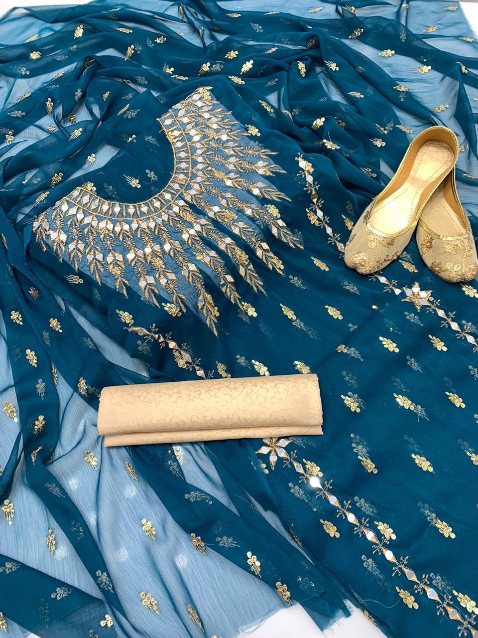 Shafon boti work &amp; mirror work shirt