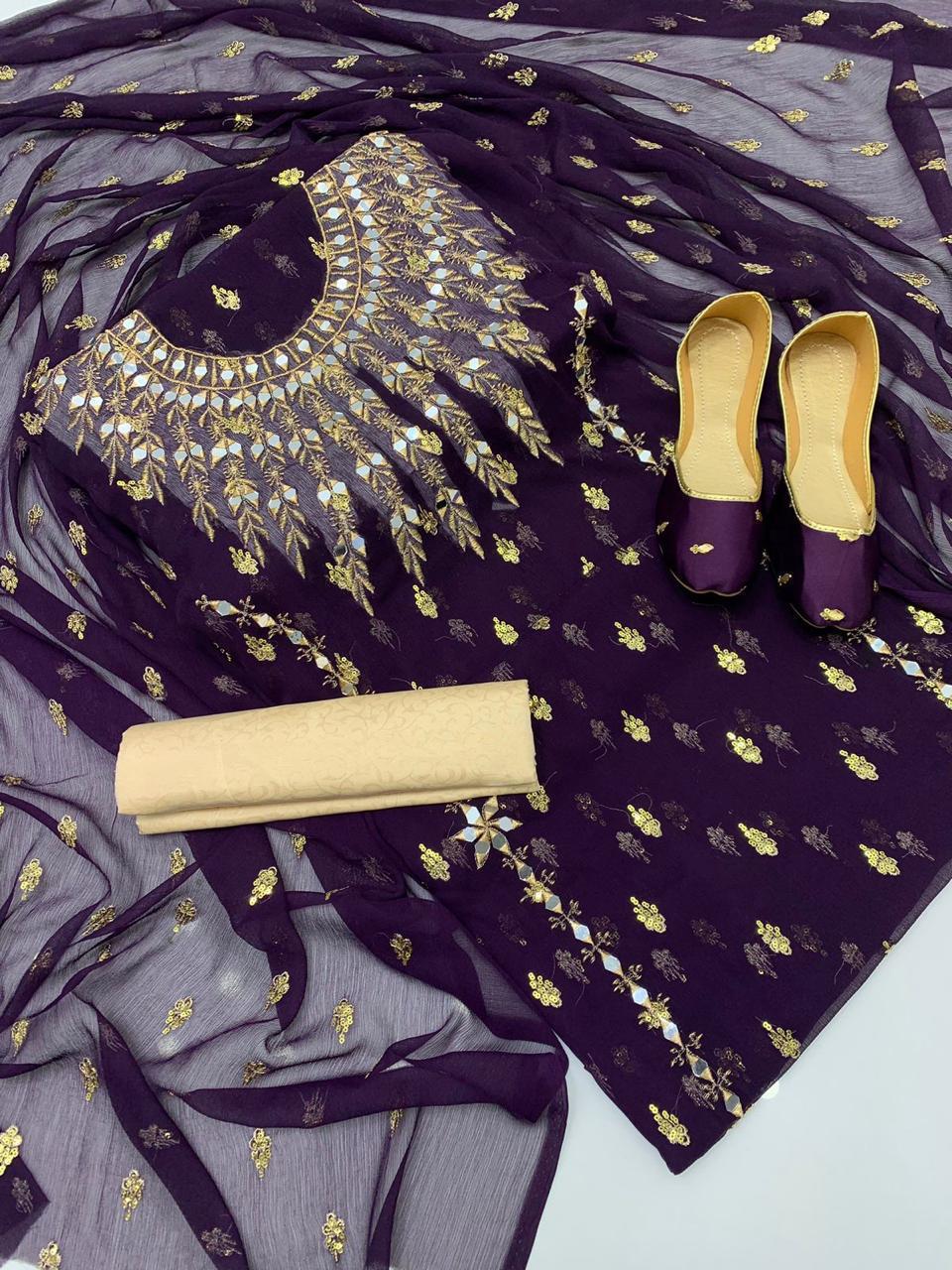 Shafon boti work &amp; mirror work shirt