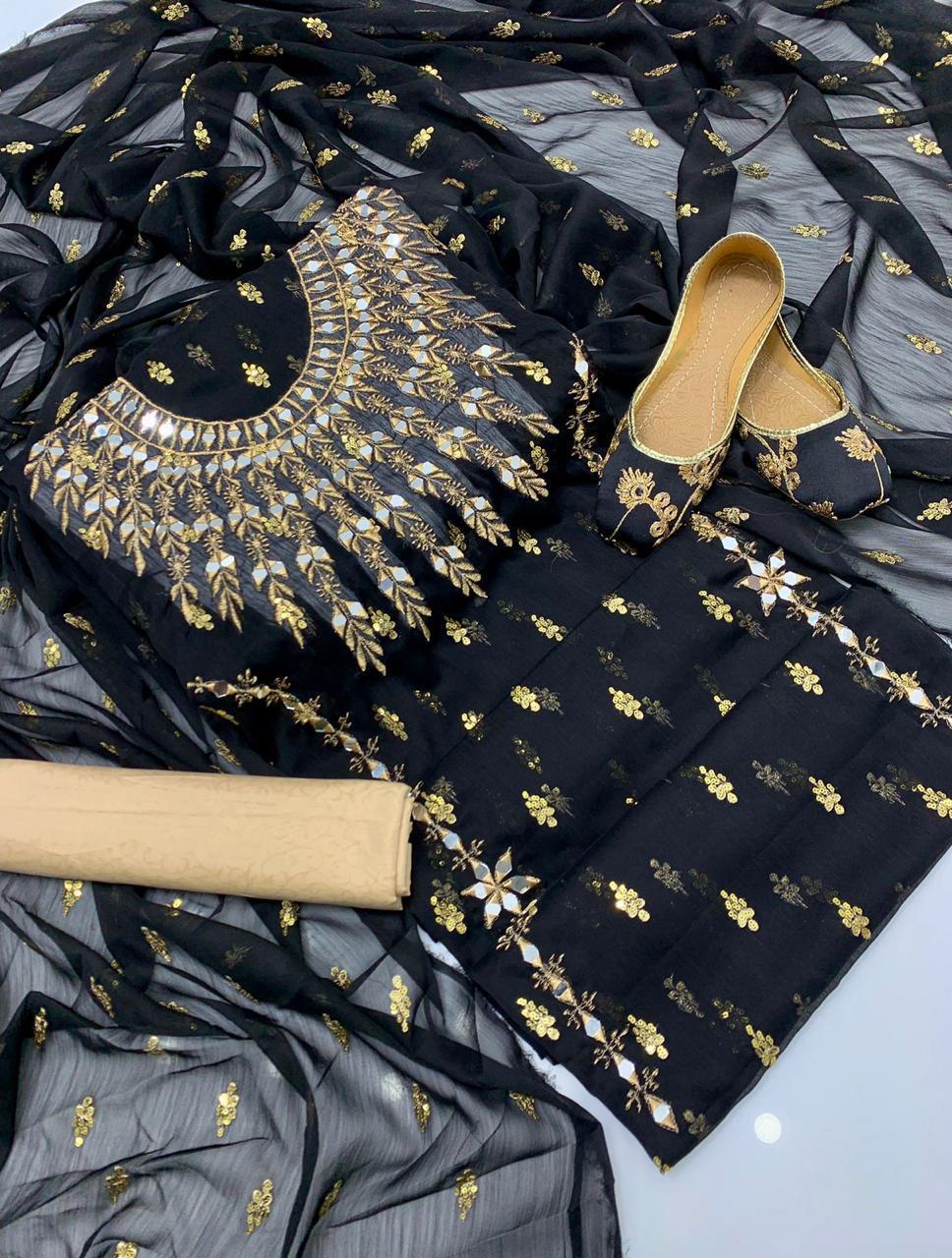 Shafon boti work &amp; mirror work shirt